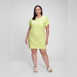 GAP NWT❗️Neon Yellow Green Pocket T-Shirt Dress XL TALL